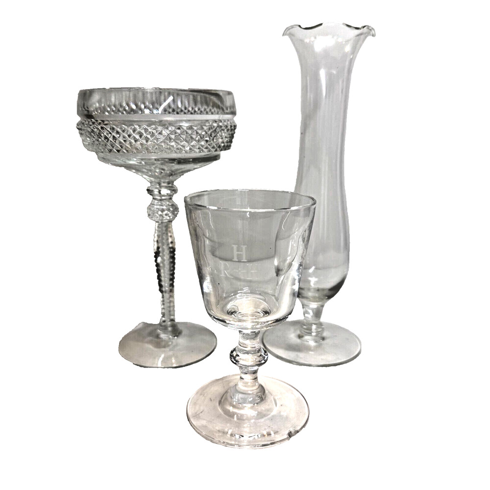 Set of 3 Fine Vintage Crystal Glasswares Riekes-Crisa, Steuben Signed **Read